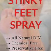 Naturally eliminate foot odor with this non-toxic all natural DIY foot that also works in shoes. Plus a bonus foot powder recipe! No More Stinky Feet Spray from BrenDid.