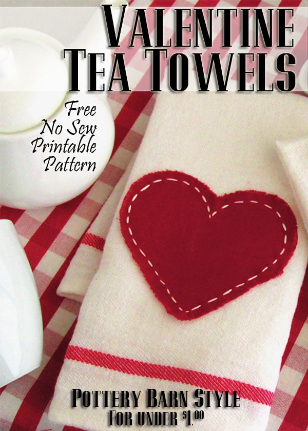 Saying “I love you!” doesn’t have to cost a bundle this Valentine’s Day. Impress your guests with this adorable little tea towel {Pottery Barn inspired} for only $0.79! Read the easy tutorial with free printable pattern at BrenDid.com. The easy craft uses premade flour sack towels and iron-on adhesive. The best part, at under $1 each you can afford to spread the Valentine love around the whole neighborhood! - See more at: https://brendid.com/pb-inspired-valentine-tea-towels/