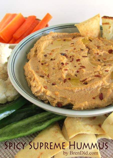 BrenDid.com Spicy Supreme Hummus, Making Hummus, An Easy Healthy Snack