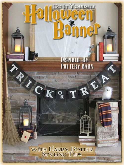 Pottery Barn Inspired Trick or Treat Banner Black and Harry Potter Decor, Trick or Treat Halloween Banner