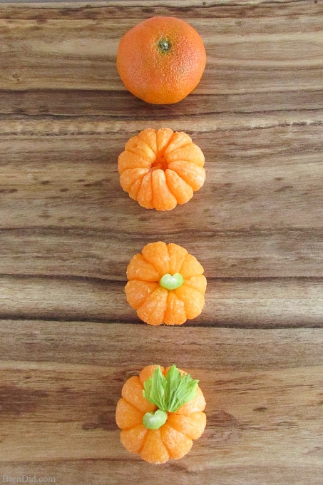 Sick of so much sugar at Halloween? These healthy Halloween snack ideas are fun for kids. Make easy tangerine pumpkins with your kids this fall or try one of the other healthy Halloween treats.