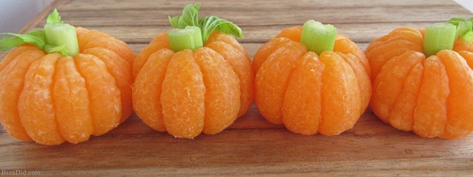 Sick of so much sugar at Halloween? These healthy Halloween snack ideas are fun for kids. Make easy tangerine pumpkins with your kids this fall or try one of the other healthy Halloween treats.