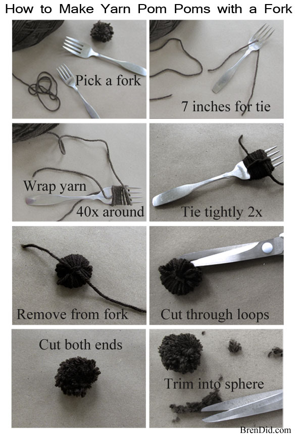 How to make pom on sale poms with a fork