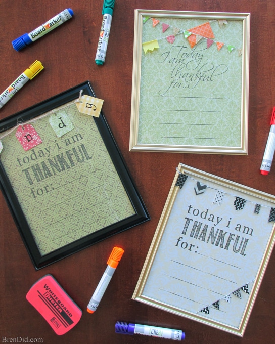 BrenDid I Am Thankful Dry Erase Board DIY and Printable for Kids - Need Thanksgiving craft ideas? Make "Thankful" dry erase boards with free printable. They are a fun kids Thanksgiving craft that emphasize thankfulness.