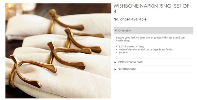 Wishbone deals napkin rings