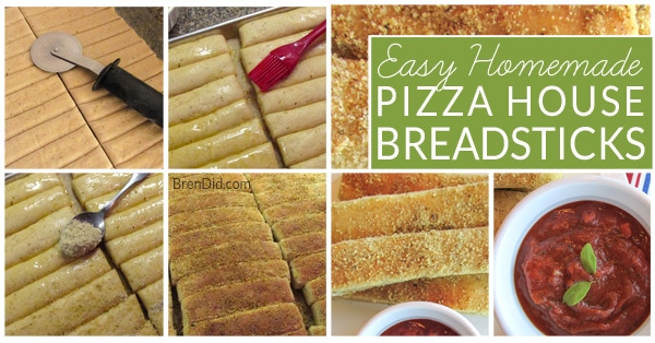 Pizza night just got better. This recipe makes soft Homemade Pizza House Breadsticks with cheesy, garlic & herb seasoning and easy dipping pizza sauce. It's perfect for pizza night or anytime!
