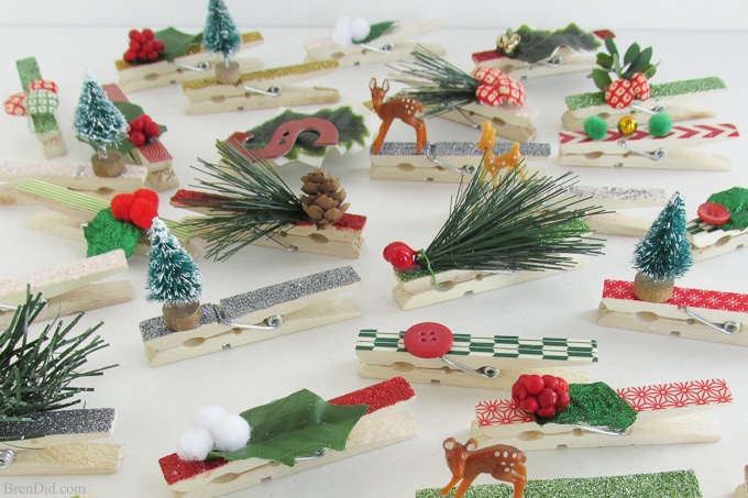 Pinning to make for gifts. Adorable Homemade Christmas Gift Tags from BrenDid.com. I love clothespin crafts!