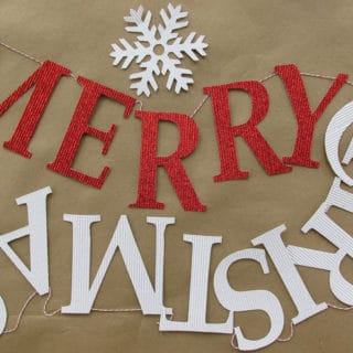 Must try! Easy and Affordable Christmas Decorations: PB Inspired Merry Christmas Banner – Make a Pottery Barn Inspired “Merry Christmas” Banner from glitter cardstock, bakers twine and tape for $3.64. That’s 84% off of the retail price of $22. Free printable pattern, Silhouette cut file and easy directions at BrenDid.com