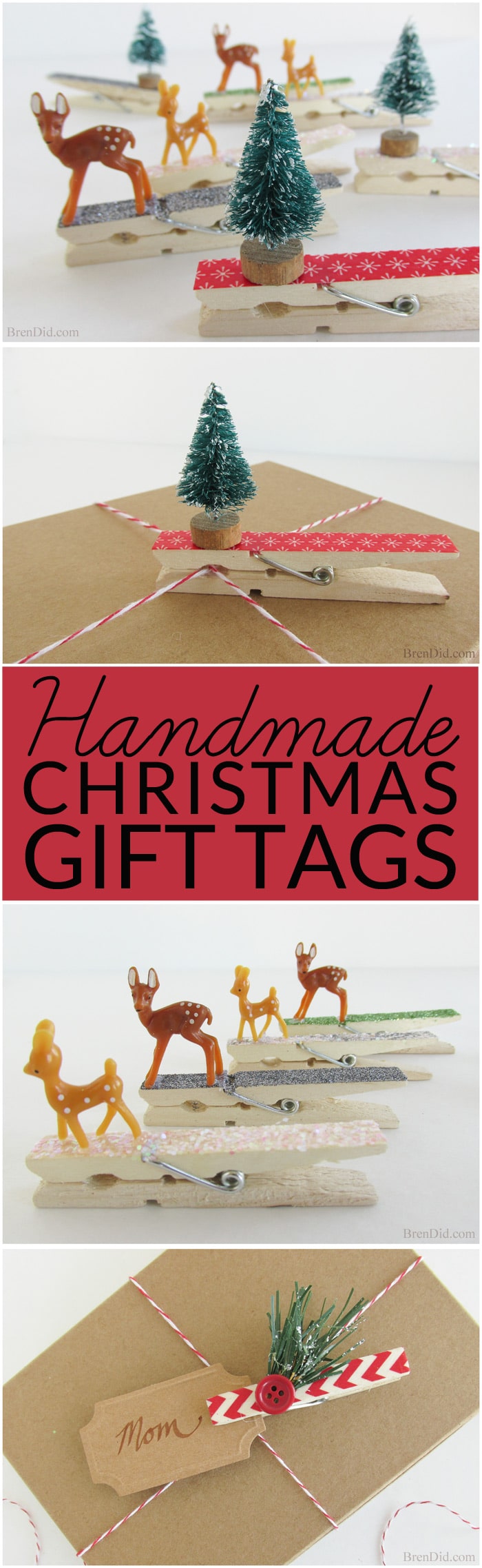 Pinning to make for gifts. Adorable Homemade Christmas Gift Tags: This easy clothespin craft use leftover craft supplies to liven up holiday gifts. 