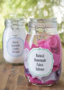 These two easy recipes for laundry detergent liquid makes 14 loads of non-toxic laundry detergent for about $3.oo and rates an A on the Environmental Working Group (EWG) Healthy Cleaning scale. Learn the simple way to make liquid detergent in small batches.