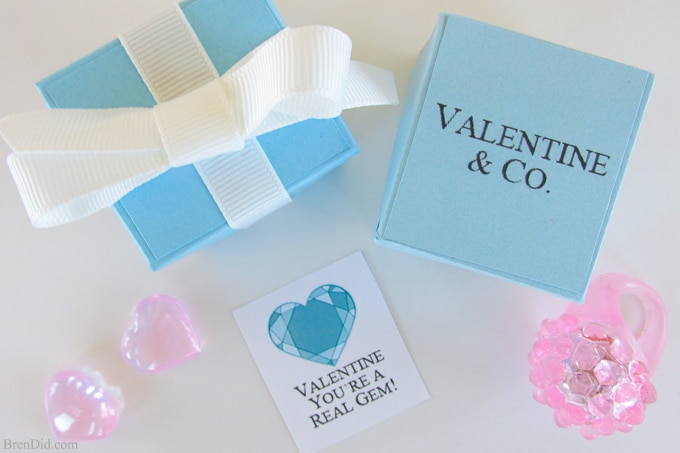 Let your Valentine know they are “A Real Gem” with a sweet DIY Gift Box and Free Printable Valentine Cards. These Tiffany & Co. inspired Valentine’s hold a precious trinket of your choice and are a great substitute for candy. Get the full details at BrenDid.com