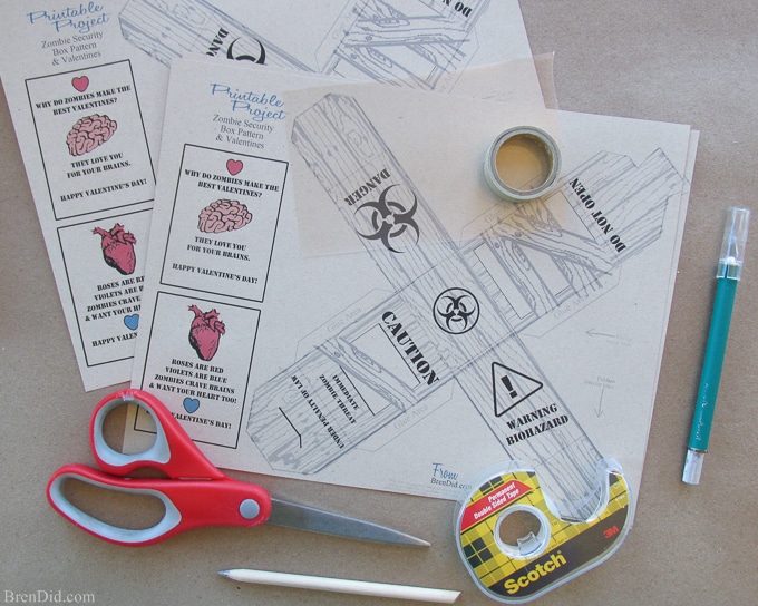 Valentine Zombie Apocalypse Craft and Free Printable Valentine Cards will help you celebrate your love of all things zombie. Get the tutorial and free printable at BrenDid.com. These would make great zombie party favors.