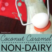 Easy Homemade Coffee Creamer recipe makes delicious non-dairy creamer with no artificial ingredients. It tastes like coconut caramel Girl Scout cookie and it is better for your health.