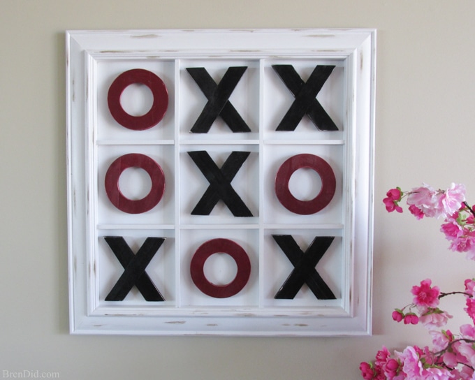 Challenge your loved ones to a rousing game of tic-tac-toe this Valentine’s day on this Pottery Barn Inspired Tic Tac Toe Wall Art. It’s a double duty piece that serves as an adorable piece of décor and a magnetic tic tac toe board for 67% off retail price from BrenDid.com