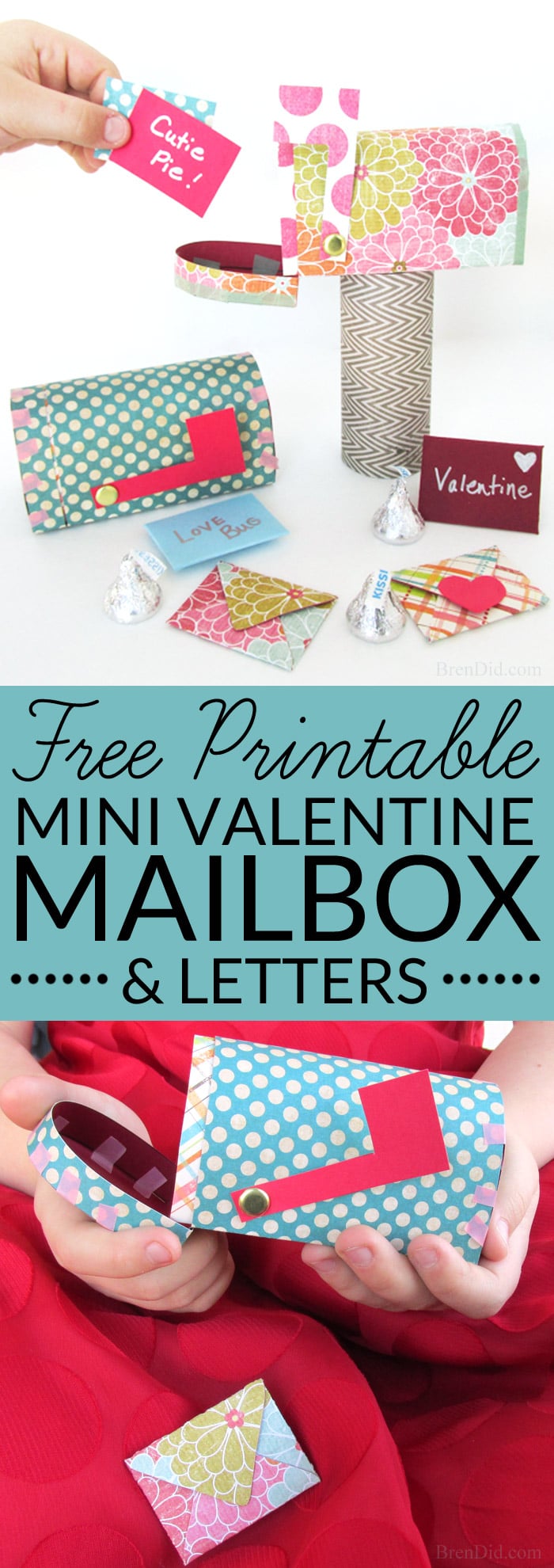 Send tiny love notes with this free Valentine Paper Craft set featuring a free printable Valentine mailbox and mini Valentine’s Day cards. It’s an easy Valentine craft that can be used to hold sweets or just sweet sentiments! Get the pattern and instructions at BrenDid.com.