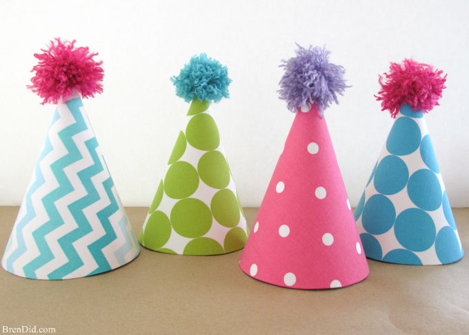 Easy Kids Birthday Party Idea Fabric Covered Party Hats 