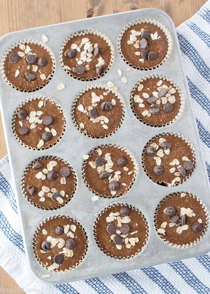 Healthy chocolate oatmeal muffins no flour no sugar no oil bren did