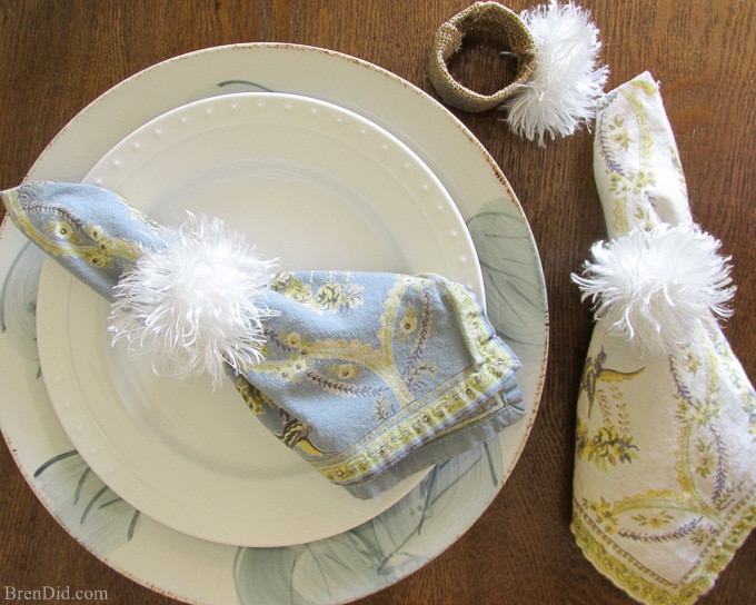 Theses adorable PB Inspired Easter Bunny Napkin Rings add character to any table this spring. They are made of burlap, cardboard and only cost $0.40 each to make. I hope you trying making this easy Easter DIY project and add some whimsy to your Easter décor.