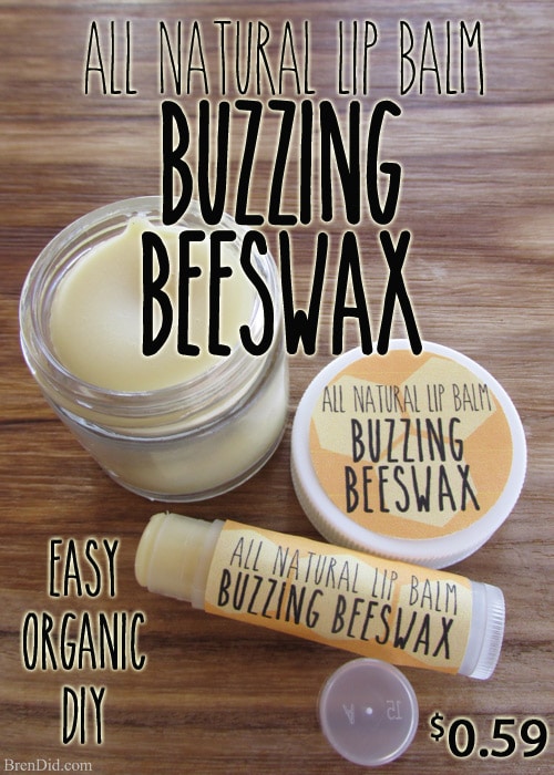 Homemade Organic Beeswax Lip Balm, This easy recipe is a great substitute for more expensive pre-made organic lip balm and only cost $0.59 a tube! Must try!