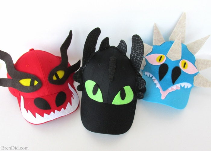 Toothless, Hookfang and Stormyfly hats are ready to fly in for your next family movie night, How to Train Your Dragon party or afternoon craft. This easy craft uses baseball caps and felt to make adorable dragon hats that will thrill and delight any How to Train Your Dragon fan. The hats are fun to make and easy enough for kids to help! 