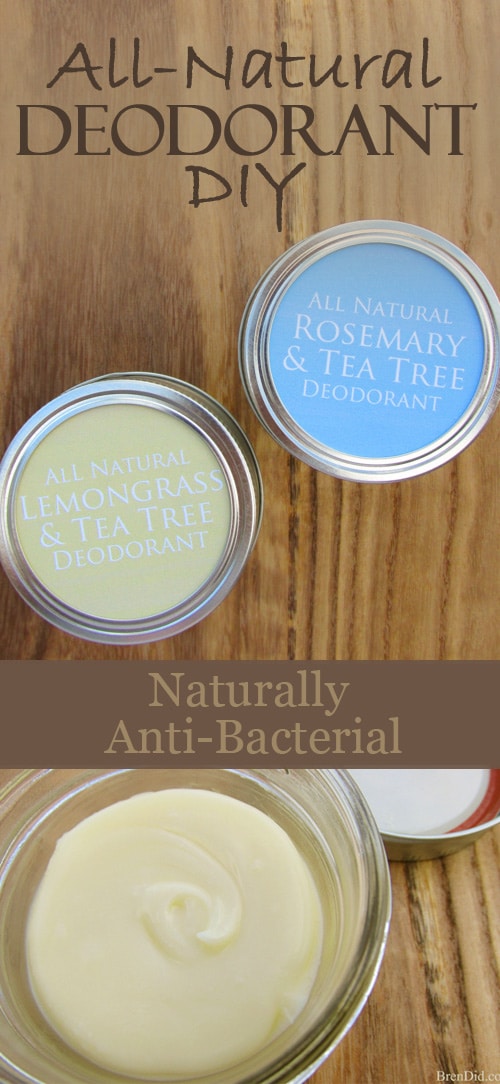 Stop using unhealthy antiperspirant! Learn how to make easy all-natural deodorant that fights body odor with naturally anti-bacterial and anti-fungal ingredients. DIY Deodorant Tutorial from BrenDid.com