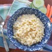 Easy Homemade Mac and Cheese for One served with vegetables