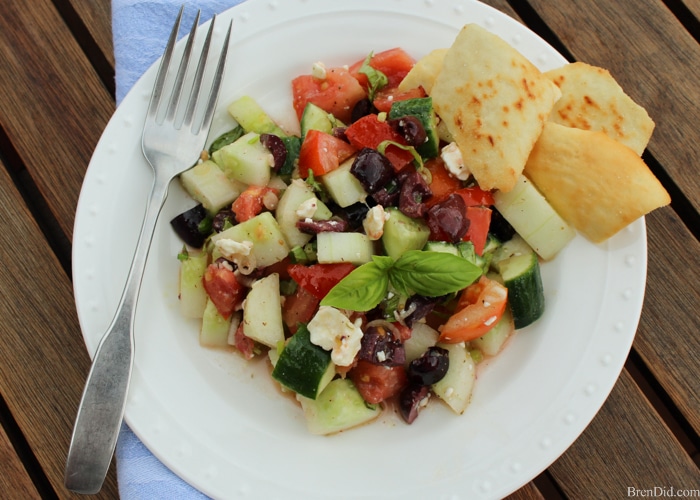 Greek Salad Recipe with Fresh Green Tomatoes Stop wasting under ripe green tomatoes. It is easy to whip up a Greek salad that uses all the beautiful summer produce including green tomatoes.