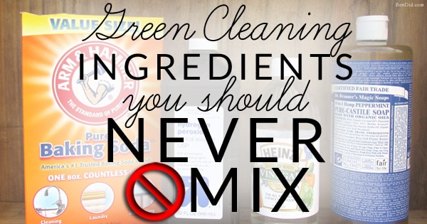 Making homemade cleaners? There are several green cleaning ingredients you should never mix. Learn to make your DIY cleaners green, clean and effective on BrenDid.com.