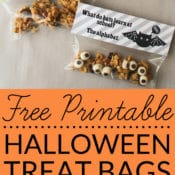 Free printable Halloween goodie bag toppers can be used for parties, treat bags, or fun school lunches. They feature cute little Halloween creatures and fun Halloween jokes.