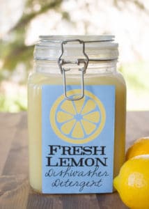 Fresh Lemon Homemade Dishwasher Detergent uses real lemons, salt and vinegar to make liquid dishwasher detergent. Learn more about this DIY recipe and its effectiveness.