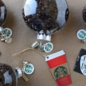 Create the perfect customizable ornament for all the coffee lovers on your gift list with this holiday craft idea, This tutorial for easy coffee bean ornaments is an easy and affordable way to make the season merrier!