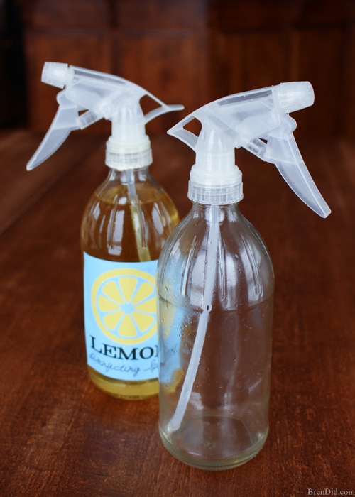 Get spray bottles for all your DIY cleaners for FREE with this easy upcycled project. Glass spray bottles do not react with essential oils and other green cleaning ingredients and are recommended by green cleaning experts.