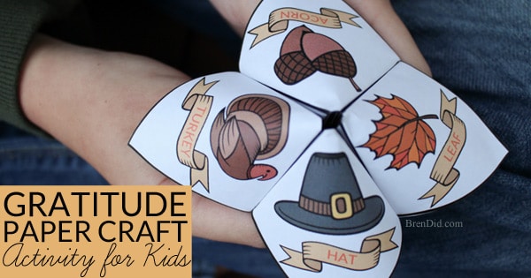 Help children practice thankfulness with this gratitude activity for kids. This easy Thanksgiving craft is a free printable Thanksgiving Cootie Catcher. Learn how to fold a cootie catcher / paper fortune teller.