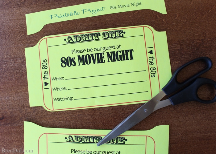 Love this idea! Throw a 1980s Movie Night for your family with free printable movie ticket invitations, an easy homemade caramel corn recipe, and a great list of the best family films from the 1980s. 