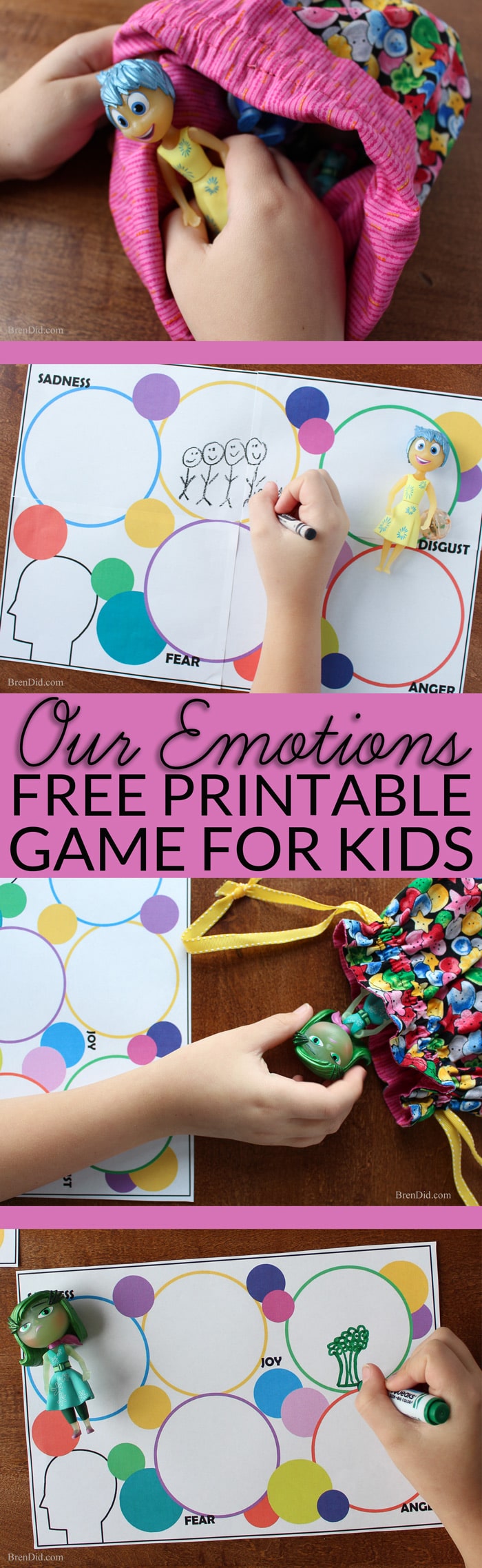 Kids experience a wide range of emotions - anger, sadness, joy, fear, and disgust to name a few - but they do not always have the words or abilities to express these feelings. Help your child learn to talk about emotions by playing my free printable emotions game based on the movie Inside Out. #ad