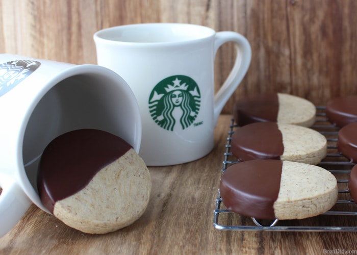 This Coffee and Chocolate Shortbread Recipe is perfect for cookie exchanges and holiday gifts. Simple chocolate dipped mocha shortbread cookies are beautiful and tasty. Includes free printable gift tags for coffee lovers. 