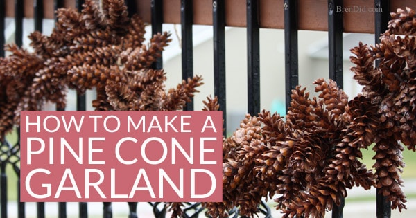 Learn how to make an pine cone garland for a touch of woodland style. This easy tutorial shows you how to create your own easy pine cone garland for less than $1.30 per foot. Eco-friendly.