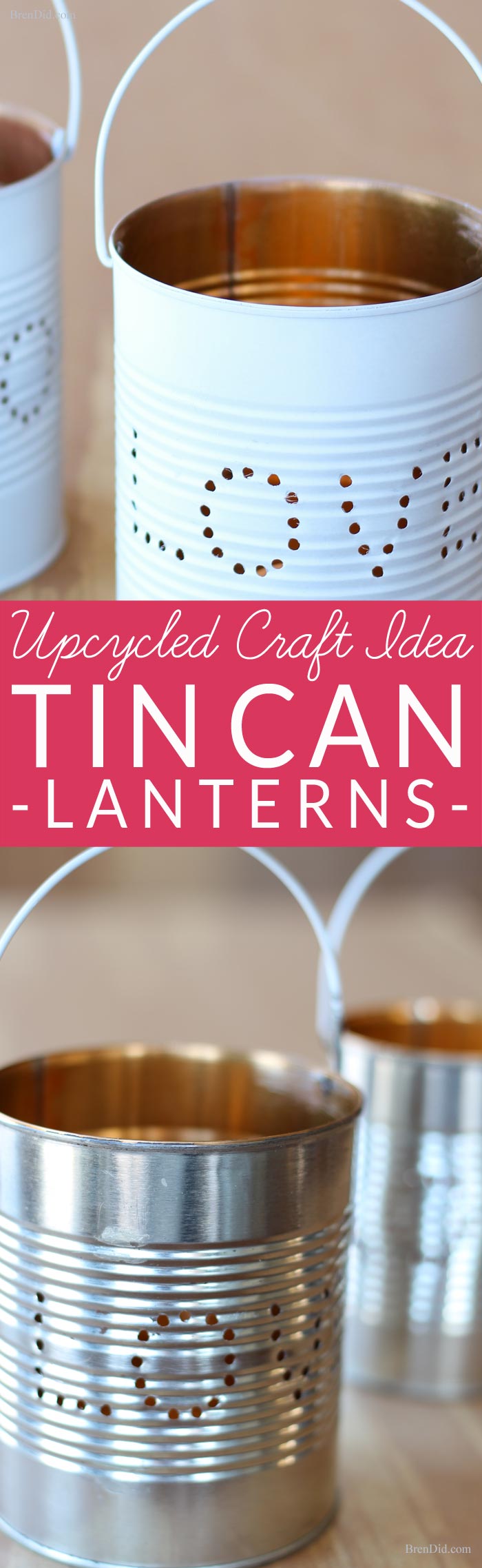Upcycled Craft Ideas for Valentines Day. Learn how to make an adorable tin lantern from an upcycled tin can! These easy DIY lanterns are made from just two recycled craft supplies: a tin can and a wire coat hanger. Perfect for rustic wedding, Valentines Day or a romantic décor. The Art Of Up-Cycling: repurposed tin cans to lanterns. 