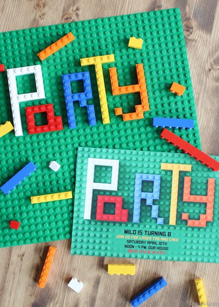 Looking for original or free Lego Birthday Party invitations? This step-by-step tutorial shows you how to make Lego Party Invitations. You can also download a free editable PDF version at BrenDid.com. Turn Legos into customs birthday party invitations. Boy Birthday Party Ideas, Lego Birthday, Lego Party, Lego Bricks, DIY Birthday invitations