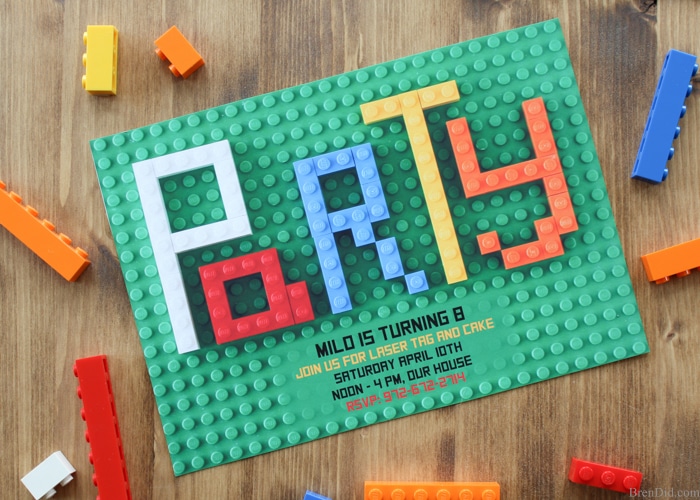 Looking for original or free Lego Birthday Party invitations? This step-by-step tutorial shows you how to make Lego Party Invitations. You can also download a free editable PDF version at BrenDid.com. Turn Legos into customs birthday party invitations. Boy Birthday Party Ideas, Lego Birthday, Lego Party, Lego Bricks, DIY Birthday invitations