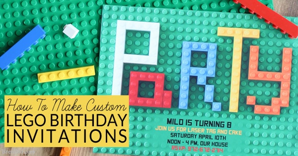 Looking for original or free Lego Birthday Party invitations? This step-by-step tutorial shows you how to make Lego Party Invitations. You can also download a free editable PDF version at BrenDid.com. Turn Legos into customs birthday party invitations. Boy Birthday Party Ideas, Lego Birthday, Lego Party, Lego Bricks, DIY Birthday invitations