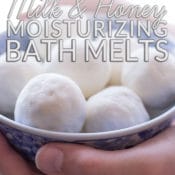 Homemade bath melts are the perfect way to soothe itchy skin while you soak. Get the easy recipe and learn why milk and honey are wonderful natural body care ingredients. All natural body care. Non-toxic bath and beauty. DIY bath bombs for bridal shower. Homemade bath bombs for Mother’s Day.