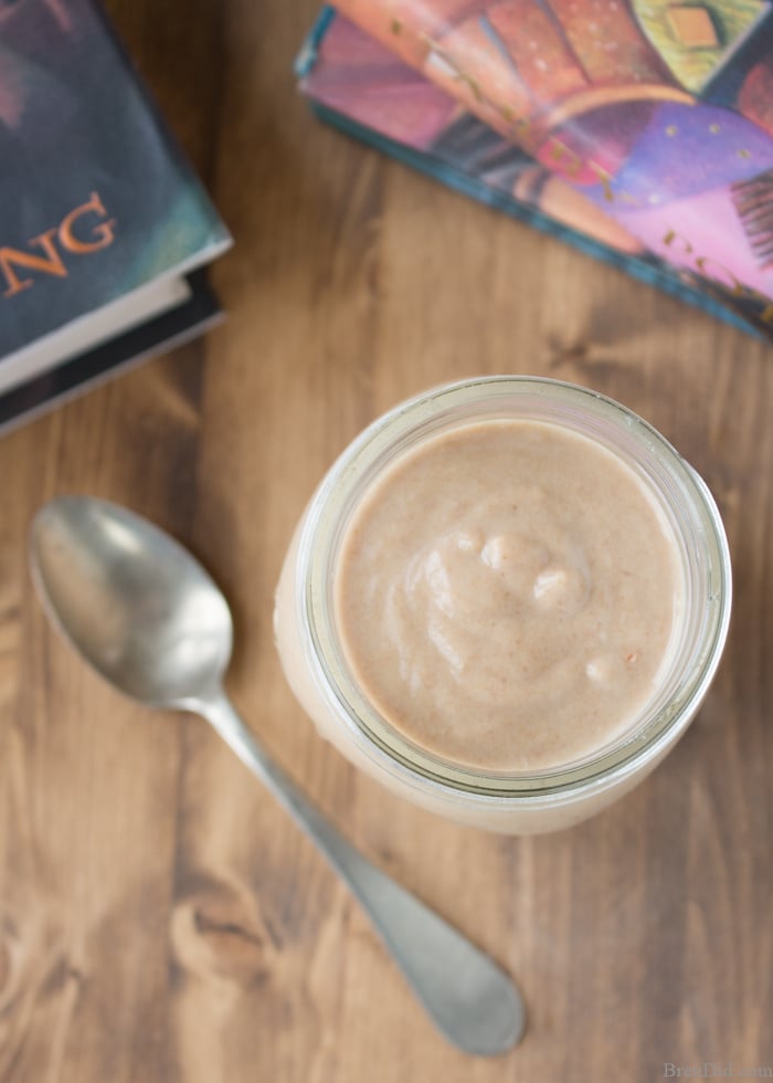 Make a homemade Harry Potter Butterbeer Smoothie and feel the magic! This easy smoothie recipe tastes like the Butterbeer sold at Hogsmeade in the Wizarding World of Harry Potter but it contains no sugar and it’s vegan. Perfect for healthy kids! Only six ingredients! Healthy Smoothies to Try.