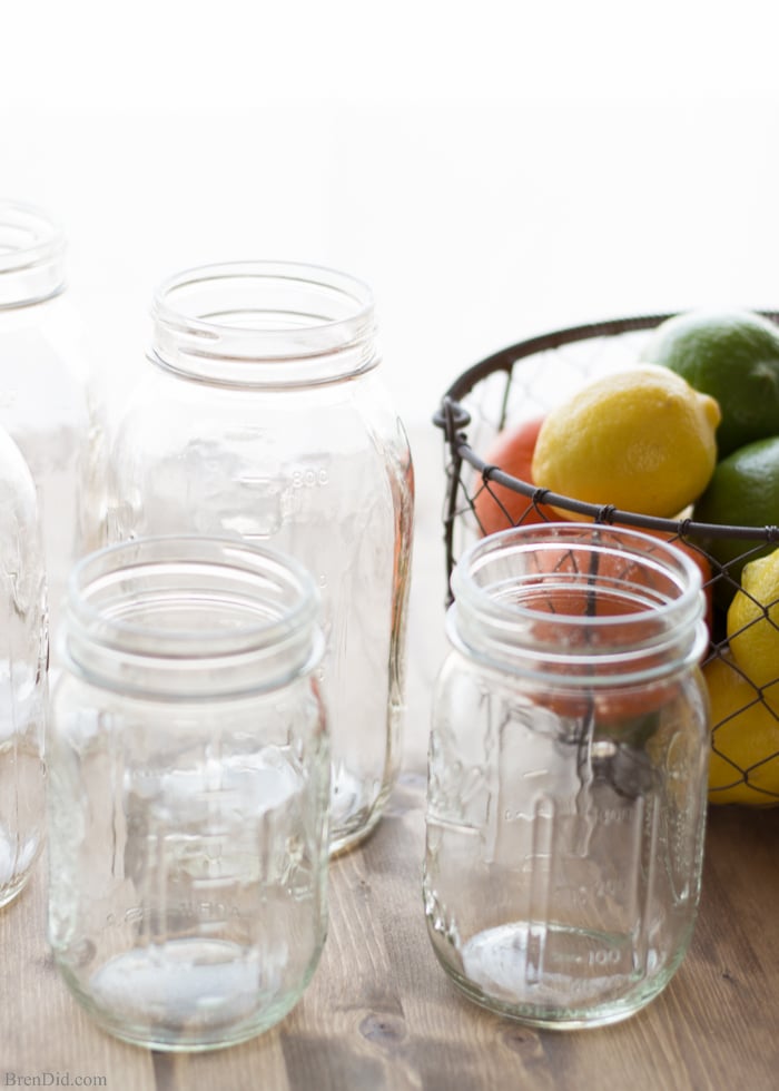 Scented Vinegar Mason jars and citrus fruit