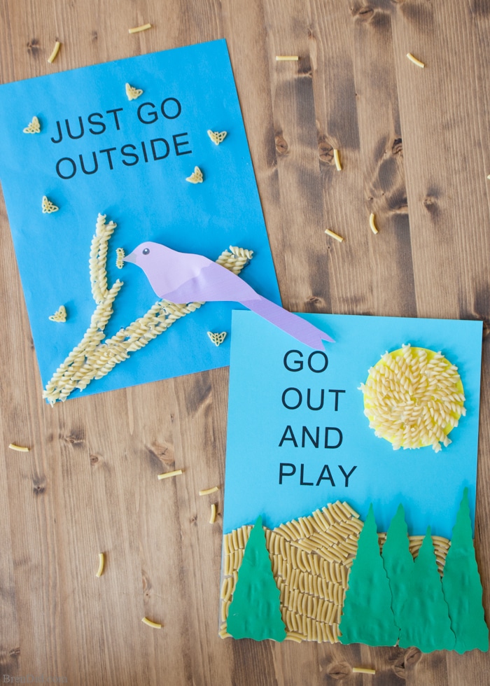 Easy Dimensional Macaroni Art for Kids - Get back to basics with this simple macaroni art project for kids that uses dry noodles and colored paper to create a cool dimension effect. Free printable pattern. #BackToPlay #CollectiveBias #ad
