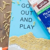 Easy Dimensional Macaroni Art for Kids - Get back to basics with this simple macaroni art project kids that uses dry noodles and colored paper to create a cool dimension effect. Free printable pattern. #BackToPlay #CollectiveBias #ad
