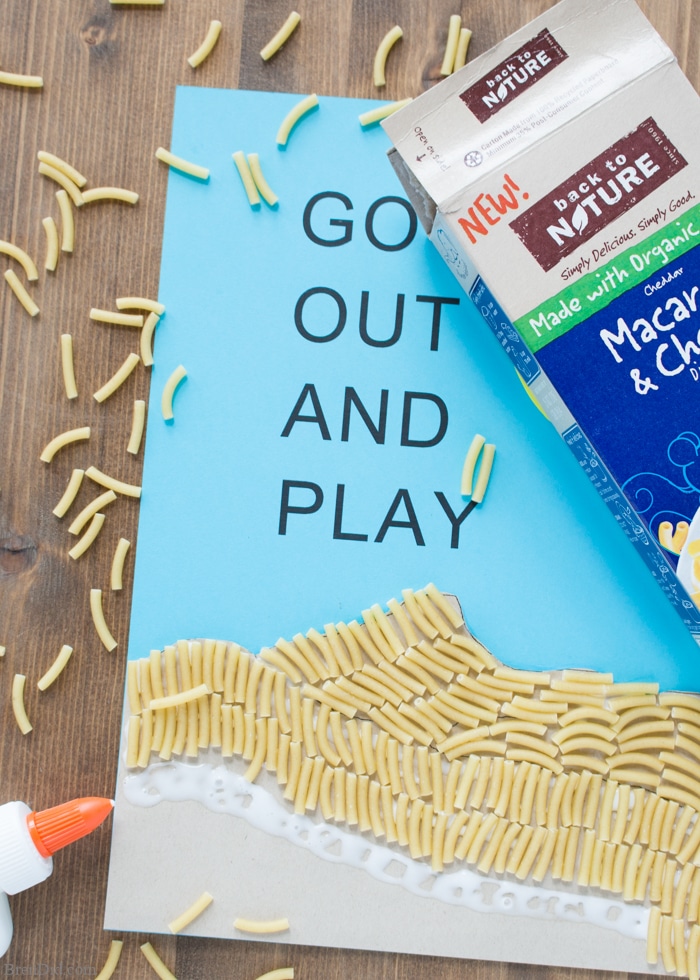 Easy Dimensional Macaroni Art for Kids - Get back to basics with this simple macaroni art project for kids that uses dry noodles and colored paper to create a cool dimension effect. Free printable pattern. #BackToPlay #CollectiveBias #ad