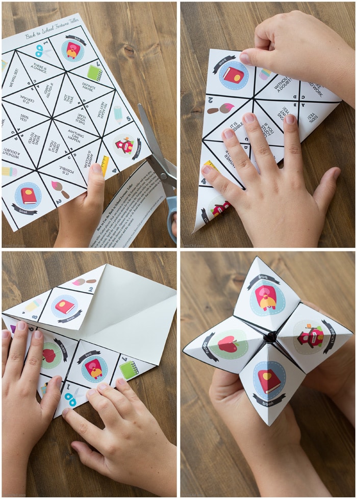 This back to school paper fortune teller is a conversation starting game for elementary school students and adults. Use the free printable to get kids talking about their back to school concerns and get a glimpse into their brains. Cootie catchers/ fortune tellers are a easy back to school activity that kids love.