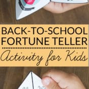 This back to school paper fortune teller is a conversation starting game for elementary school students and adults. Use the free printable to get kids talking about their back to school concerns and get a glimpse into their brains. Cootie catchers/ fortune tellers are a easy back to school activity that kids love.