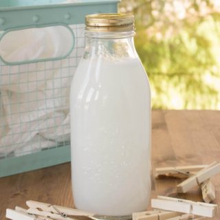 These two easy recipes for laundry detergent liquid makes 14 loads of non-toxic laundry detergent for about $3.oo and rates an A on the Environmental Working Group (EWG) Healthy Cleaning scale. Learn the simple way to make liquid detergent in small batches.